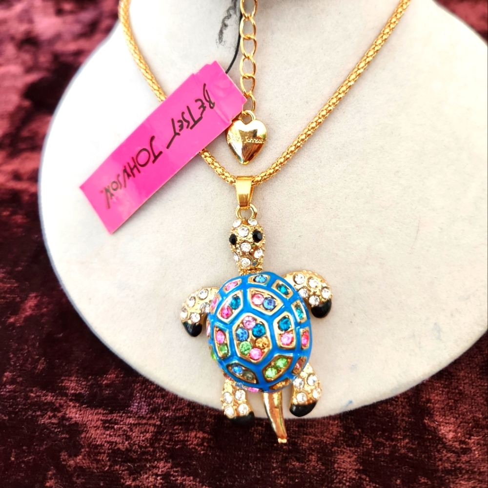 Betsey Johnson Painted Turtle Necklace NWT